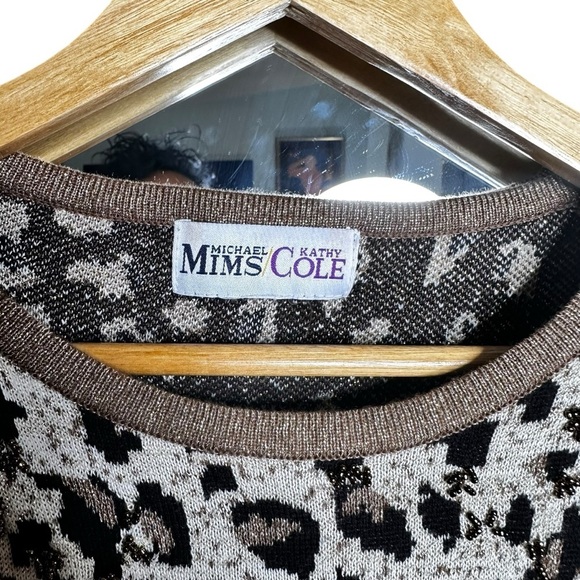 5 for $40 SALE! Michael Mims Kathy Cole Metallic Leopard Beadef Sweater  2xl - Picture 3 of 9